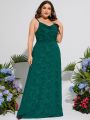 Plus Jacquard Draped Collar Cami Bridesmaid Dress