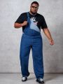 SHEIN Extended Sizes Men'S Plus Size Denim Overalls