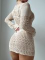 SHEIN Swim BohoFeel Women'S Hollow Out Knit Beach Cover-Up