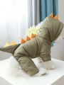 1pc Pet Clothes, Dog And Cat Clothing, Autumn And Winter Warm And Velvet Thickened To Keep Out The Cold, Dinosaur Coat, Pet Jumpsuit