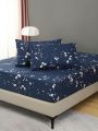 3pcs Fitted Sheet Sets, 90g Brushed Microfiber, Botanical Floral Pattern, 1 Fitted Sheet + 2 Pillowcases
