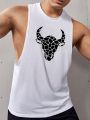 Men Geo Cattle Print Sports Tank Top