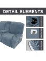 2 Seater Recline Chair Sofa Cover Velvet Stretch Recliner Loveseat Sofa Cover with Center Console Sofa Slipcover
