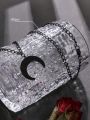 Goth 1pc Gothic Style Chain & Moon Shaped Pendant Choker Necklace