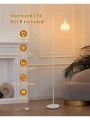 ONEWISH Modern Floor Lamp for Bedroom, Industrial Metal Standing Lamp with LED Bulb, Translucent White Globe Glass 1800k Warm Lighting. Minimalist Tall Floor lamp for livingroom, Office, Home décor