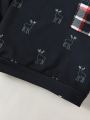 Fall And Winter Infant Boys' Deer & Plaid Print Sweatshirt And Jogger Pants Set