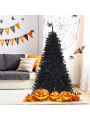 Costway 6ft Pre-lit PVC Christmas Halloween Tree Black w/ 250 Purple LED Lights