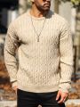 Manfinity Homme Men's Solid Color Twisted Flower Knitted Sweater