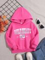 Little Girls' Letter Print Hooded Sweatshirt