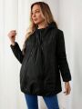 SHEIN Maternity Zip Up Drawstring Hooded Puffer Coat