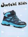 JMFCHI Kids Snow Boots Boys Hiking boots for Kids Waterproof Winter Snow Boots for Girls Warm Fur Lined Slip Resistant Outdoor Black Blue