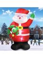 12 FT Giant Christmas Inflatable Santa Outdoor Yard Decorations, Huge Blow up Santa Claus with Wreath Built-in LED Lights Outside Waterproof Xmas Decor for Party Garden Hall Plaza Office