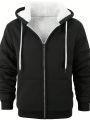 Men's Zipper Hooded Fleece Sweatshirt With Drawstring