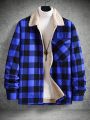 Manfinity Homme Men's Plaid Collar Button Up Shirt Jacket