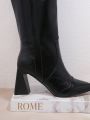Women'S Black Fashionable All-Match Mid-Calf Boots