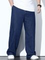 Manfinity LEGND Men's Plus Size Solid Color Straight Leg Jeans With Pockets
