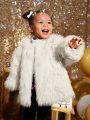 SHEIN Baby Girl Open Front Fuzzy Coat