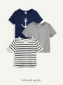 Cozy Cub 3pcs/Set Baby Boy Soft Round Neck Pullover T-Shirt