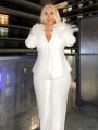 SHEIN SXY Plus Size Valentines Fuzzy Cuffs One-Button Suit Jacket