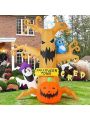 8 FT Halloween Inflatables Outdoor Dead Tree with Ghost, Pumpkin and Owl, Blow Up Yard Decoration with LED Lights Built-in for Holiday/Party/Yard/Garden