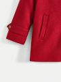 SHEIN Boys' Gentleman Style Casual Buttoned Woolen Coat With Upturned Collar
