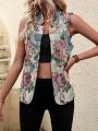 Random Floral Pattern Vest Jacket