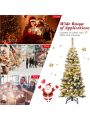 Gymax 4.5ft Pre-lit Pencil Snow Flocked Pencil Christmas Tree Holiday Decoration