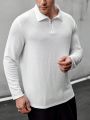 Manfinity Homme Men's Plus Size Casual Long Sleeve Half-zip Polo Shirt