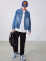 SHEIN Teen Boy Flap Pocket Denim Jacket