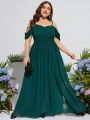 Plus Cold Shoulder Ruched Split Thigh Chiffon Bridesmaid Dress
