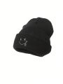 XYZ Studio 2pcs Smiling Face Embroidery Design Knitted Hat