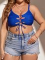 SHEIN Swim Basics Plus Size Women'S Bandeau Bikini Top