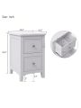Merax 2 Drawers Solid Wood Nightstand End Table in White