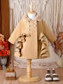 Baby Girls' Elegant Vintage Woolen Coat With Collar, Autumn And Winter