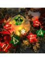 1set Led Christmas Decoration Lights With Battery Box, Including Star, Christmas Tree, And Colorful Electroplated Star Lights. The Length Of The 1.5m String Light With 10 Heads Of Star Lights Is Diameter 6cm, And The Length Of The 3m Light String