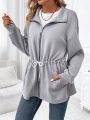 EMERY ROSE Women'S Waist Drawstring Drop Shoulder Jacket