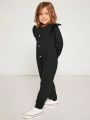 SHEIN Toddler Girls' Long Sleeve Ruffle Trim Cardigan And Knitted Pants Set