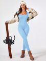 Yoga Basic Women'S Long Sleeve Round Neckline Sports Jumpsuit