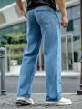 Men Slant Pocket Straight Leg Jeans