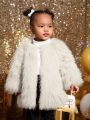 SHEIN Baby Girl Open Front Fuzzy Coat