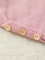 Baby Girls' Solid Color Ruffle Edge Knitted Romper