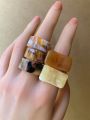 5pcs/set Transparent Resin Chunky Ring Set With Marbled & Irregular Pattern (handmade Marbling Technique, Patterns Vary, Colors May Differ)