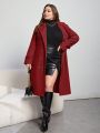 SHEIN Essnce Plus Size Double-breasted Trench Coat With Suit Collar