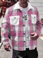 Manfinity Homme Men's Plus Size Plaid Pattern Shirt Jacket With Pockets