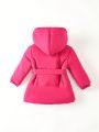 Baby Girl Hooded Belted Puffer Coat