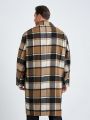 SHEIN Men Plus Plaid Double Breasted Overcoat