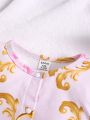 Baby Girls' Baroque Style Flower Patterned Jumpsuit