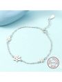One Snowflake Shaped Delicate Silver Chain Bracelet, A Fashionable Accessory For Women, Designer Style