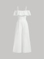 SHEIN MOD Ladies' Off-Shoulder Jumpsuit With Ruffle Hem