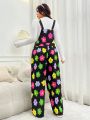 SHEIN Qutie Plus Size Cute Flower Print Jumpsuit